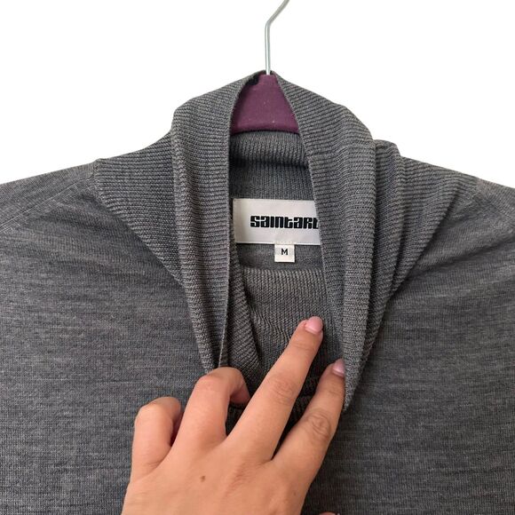 SAINT ART Carla Merino Wool Turtleneck Sweater Grey Medium - Picture 5 of 6